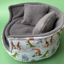 Load image into Gallery viewer, LARGE off the the races cuddle cup. Pet sofa. Guinea pig bed. Fleece pet bed.