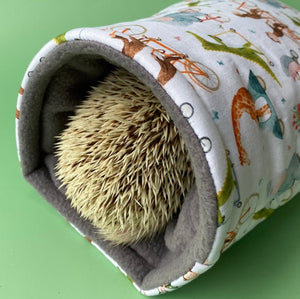 Off to the races cosy snuggle cave. Padded stay open snuggle sack. Hedgehog bed.