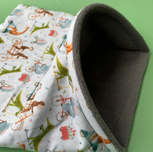 Load image into Gallery viewer, LARGE Off to the races animals snuggle sack. Snuggle pouch for guinea pigs