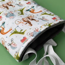 Load image into Gallery viewer, Off to the races padded bonding bag, carry bag for hedgehog. Fleece lined pet tote.