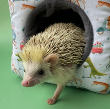 Load image into Gallery viewer, Off to the races full cage set. Cube house, snuggle sack, tunnel cage set for small pets.