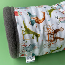 Load image into Gallery viewer, Off to the races mini set. Tunnel, snuggle sack and toys. Fleece bedding.