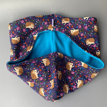Load image into Gallery viewer, Blue hedgehogs bonding scarf for hedgehogs and small pets. Fleece lined.