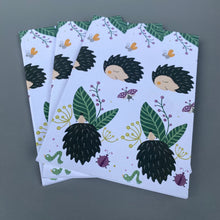 Load image into Gallery viewer, A6 Summer hedgehogs note book. 48-page with full colour hedgehog cover.