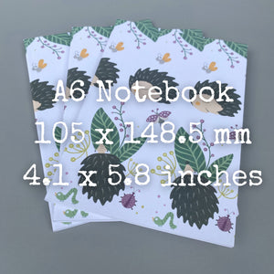 A6 Summer hedgehogs note book. 48-page with full colour hedgehog cover.