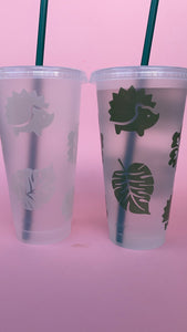 Green hedgehog colour changing cold cup. Cold colour changing 24oz cup