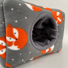 Load image into Gallery viewer, LARGE foxy cosy bed. Snuggle house. Padded fleece house for guinea pigs and chunky hogs