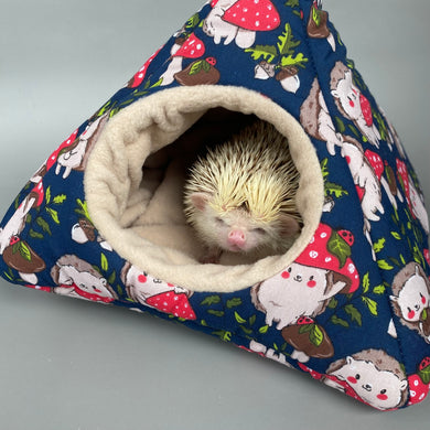 Hedgehogs with Mushroom Hats tent house. Hedgehog and small animal house.