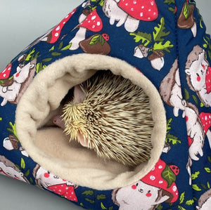 Hedgehogs with Mushroom Hats tent house. Hedgehog and small animal house.