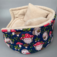 Load image into Gallery viewer, LARGE Hedgehogs with Mushroom Hats cuddle cup. Pet sofa. Guinea pig bed.