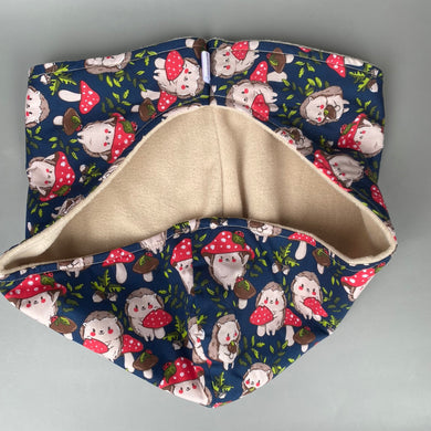 Hedgehogs with Mushroom Hats bonding scarf for hedgehogs and small pets.