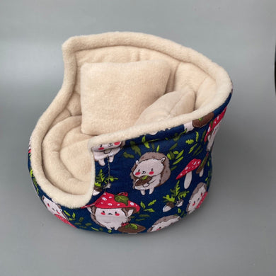 Hedgehogs with Mushroom Hats cuddle cup. Pet sofa. Hedgehog and small guinea pig bed.