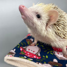 Load image into Gallery viewer, Hedgehogs with Mushroom Hats snuggle sack or snuggle pouch. Fleece lined sleeping bag.