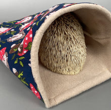 Load image into Gallery viewer, Hedgehogs with Mushroom Hats mini set. Tunnel, snuggle sack and toys. Fleece bedding.