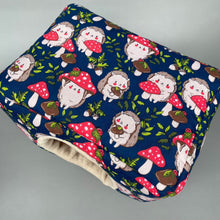 Load image into Gallery viewer, LARGE Hedgehogs with Mushroom Hats full cage set. Large cosy house, snuggle sack, tunnel set for hedgehog or guinea pigs.