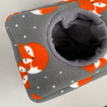 Load image into Gallery viewer, LARGE foxy cosy bed. Snuggle house. Padded fleece house for guinea pigs and chunky hogs