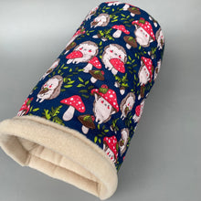 Load image into Gallery viewer, Hedgehogs with Mushroom Hats bunker. Hedgehog and guinea pig fleece lined bed.