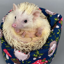 Load image into Gallery viewer, Navy Hedgehogs with Mushroom Hats mini bean bag photo prop