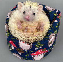 Load image into Gallery viewer, Navy Hedgehogs with Mushroom Hats mini bean bag photo prop