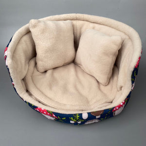 LARGE Hedgehogs with Mushroom Hats cuddle cup. Pet sofa. Guinea pig bed.