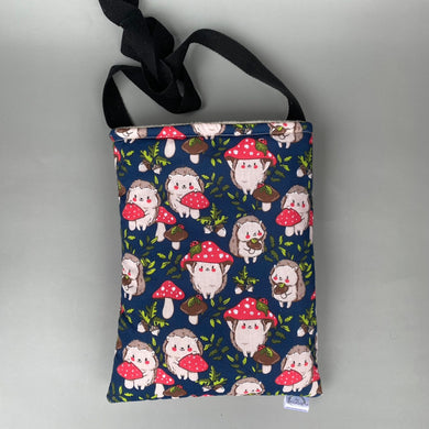 Hedgehogs with Mushroom Hats hedgehogs padded bonding bag, carry bag for hedgehog.
