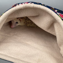 Load image into Gallery viewer, LARGE Hedgehogs with Mushroom Hats snuggle sack. Snuggle pouch/sleeping bag for hedgehogs, guinea pig and other small animals.