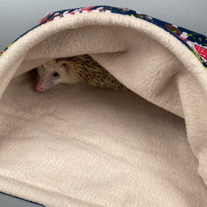 LARGE Hedgehogs with Mushroom Hats snuggle sack. Snuggle pouch/sleeping bag for hedgehogs, guinea pig and other small animals.