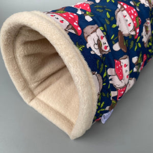 Hedgehogs with Mushroom Hats mini set. Tunnel, snuggle sack and toys. Fleece bedding.