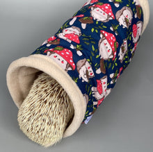Load image into Gallery viewer, LARGE Hedgehogs with Mushroom Hats full cage set. Large cosy house, snuggle sack, tunnel set for hedgehog or guinea pigs.