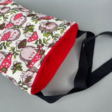 Load image into Gallery viewer, Cream Hedgehogs with Mushroom Hats hedgehogs padded bonding bag, carry bag for hedgehog. Fleece lined pet tote. Pet travel bag.