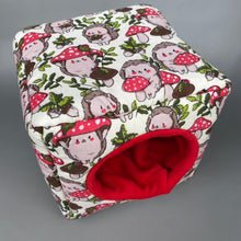 Load image into Gallery viewer, Cream Hedgehogs with Mushroom Hats full cage set. Cube house, snuggle sack, tunnel cage set for hedgehog or small pet.