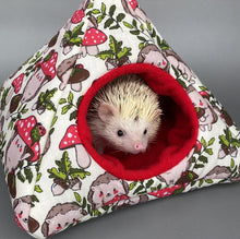 Load image into Gallery viewer, Cream Hedgehogs with Mushroom Hats full cage set. Tent house, snuggle sack, tunnel cage set for hedgehog or small pet.