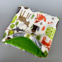 Load image into Gallery viewer, LARGE cuddle soft woodland animals snuggle sack. Small animal sleeping bag.