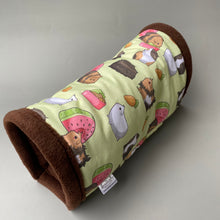 Load image into Gallery viewer, Guinea pigs stay open tunnel. Padded fleece tunnel. Padded tunnel for guinea pigs.