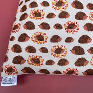 Autumn Hedgehogs cosy snuggle cave. Padded stay open hedgehog bed.