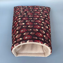Load image into Gallery viewer, Autumn Hedgehogs cosy snugAutumn Hedgehogs cosy snuggle cave. gle cave. Padded stay open hedgehog bed.