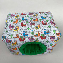 Load image into Gallery viewer, LARGE Drama Llamas cosy bed for guinea pigs. Padded house for guinea pigs.