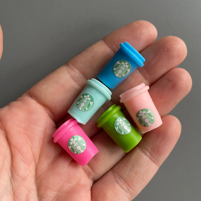 Starbucks mini resin cups. Coffee cup photo props.