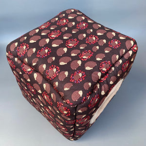 Autumn hedgehogs cosy cube house. Hedgehog and guinea pig padded fleece lined house.