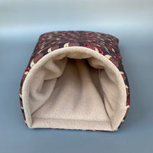 Load image into Gallery viewer, Autumn Hedgehogs cosy snugAutumn Hedgehogs cosy snuggle cave. gle cave. Padded stay open hedgehog bed.