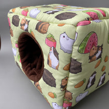 Load image into Gallery viewer, LARGE Guinea Pigs cosy bed. Cosy cube. Padded house for guinea pigs.