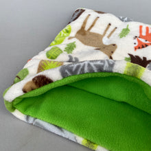 Load image into Gallery viewer, LARGE cuddle soft woodland animals snuggle sack. Small animal sleeping bag.