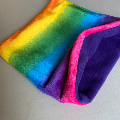 LARGE cuddle soft rainbow snuggle sack. Sleeping bag for hedgehogs and guinea pigs