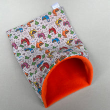 Load image into Gallery viewer, Drama Llamas snuggle sack. Small animal sleeping bag. Fleece lined.