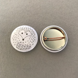 The Hoghouse hedgehog badge. 25mm badge. Hedgehog pin. Animal lover gift.