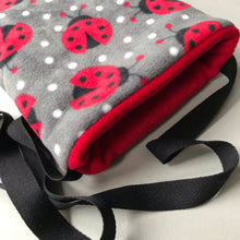 Load image into Gallery viewer, Ladybird padded bonding bag, carry bag for hedgehog. Fleece lined pet tote.