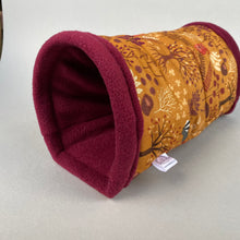 Load image into Gallery viewer, Autumn Forest stay open padded fleece tunnel. Padded tunnel for hedgehogs and small pets.