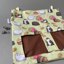 Load image into Gallery viewer, Guinea pigs hanging hay bag for guinea pigs. Cotton hay feeder.