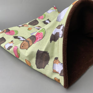 Guinea pigs mini set. LARGE size tunnel, snuggle sack and toys. Guinea pig fleece tunnel and sleeping pouch.