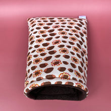 Load image into Gallery viewer, Autumn Hedgehogs cosy snuggle cave. Padded stay open hedgehog bed.